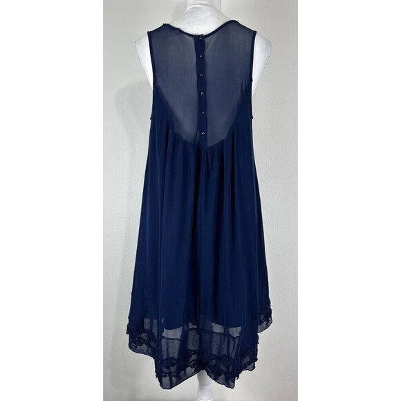 Altar'd State Navy Knee Length Crochet Boho Swing Dress Size Large 8/10 - Picture 2 of 12